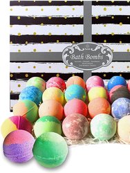 Bath Bombs Gift Set For Women And Men. 24 Luxury Bath Bombs Individually Wrapped Bulk Box By Purelis