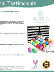 Bath Bombs Gift Set For Women And Men. 24 Luxury Bath Bombs Individually Wrapped Bulk Box By Purelis