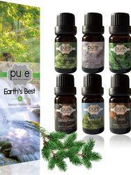Earth Fragrance Oils by Pure - Set of 6 Premium Grade Scented Oils - Frankincense, Teakwood, Pine, Cedar, Sandalwood, Forest 10 ml each