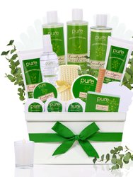 Fresh Eucalyptus 18-Piece Deluxe Gift Basket Bath And Body Set With Essential Oils For Men And Women, Unisex