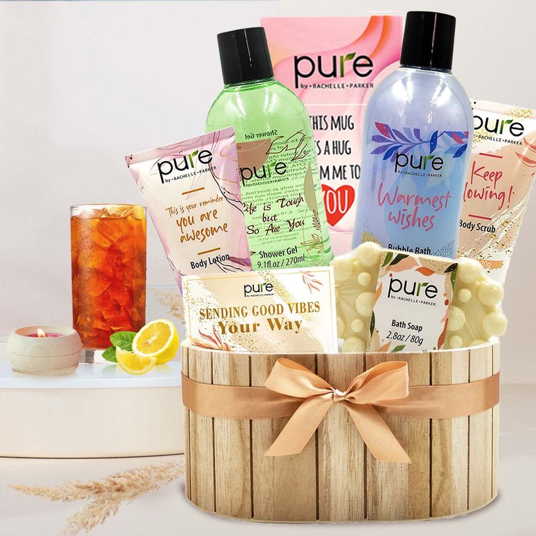Pure Parker Good Vibes Gift Basket for Teens, Women 7pcs Get Well