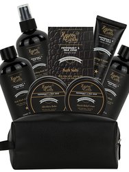 Grooming Gift For Men Natural Pinecone Peppermint Bath And Body Tote - Luxury Shaving, Skincare, Beard And Bath Self-Care Gift Set