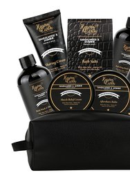 Grooming Gift For Men Natural Sandalwood Jasmine Bath & Body Set - Luxury Shaving, Skincare, Beard & Bath Self-Care Kit Tote