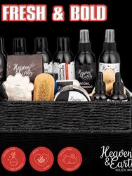 Grooming Kit for Men 18-Piece Gift Set. Charcoal Cedarwood Natural Bath & Body Spa Luxury Shaving Kit