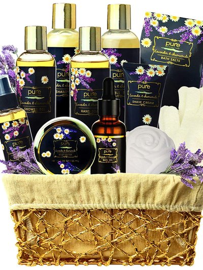 Pure Parker Lavender Chamomile Natural Spa Bath Set, Lavender Aromatherapy Luxurious Bath Gift Set 8 Piece Home Spa Kit. Best Relaxing Gift Basket product
