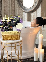 Lavender Chamomile Natural Spa Bath Set, Lavender Aromatherapy Luxurious Bath Gift Set 8 Piece Home Spa Kit. Best Relaxing Gift Basket