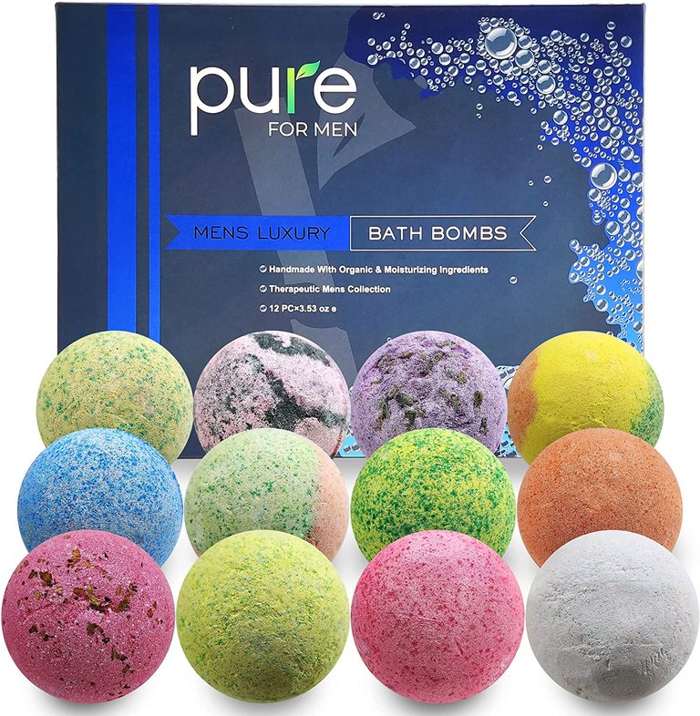 Men's 12 Piece Bath Bomb Gift Set, Natural with Shea butter