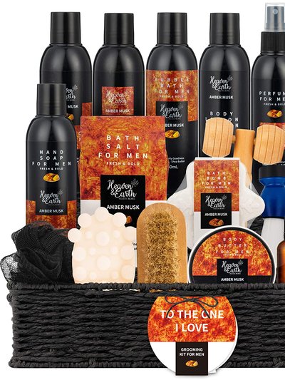 Pure Parker Men's Amber Musk Grooming Kit Luxury Bath And Body Gifts Spa Basket product