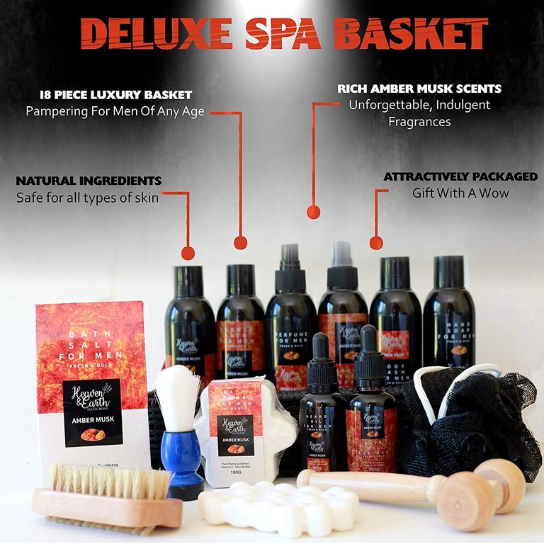 Men's Amber Musk Grooming Kit Luxury Bath And Body Gifts Spa Basket