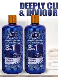 Men's Body Wash, Shampoo Conditioner Combo. Best 3 in 1 Shower Gel - Twin Pack