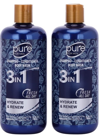 Pure Parker Men's Body Wash, Shampoo Conditioner Combo. Best 3 in 1 Shower Gel - Twin Pack product