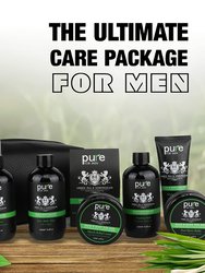 Men's Luxury Green Tea & Lemongrass Bath & Body Shaving Kit and Bath Gift Set In Leather Tote