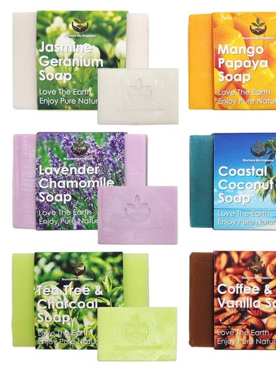 Pure Parker Nurture Me Organics 6 Natural Soaps For Women & Men- Handmade Moisturizing Artisan Soap Gift Set With Essential Oils product