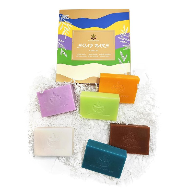 Nurture Me Organics 6 Natural Soaps For Women & Men- Handmade Moisturizing Artisan Soap Gift Set With Essential Oils