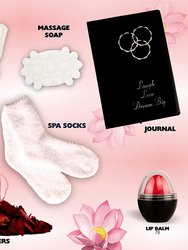 Peach Lotus Xl Luxury Home Spa Gift Basket Set - Includes Slippers, Journal, Socks & More