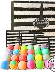 24 Pc Bath Bombs Gift Set by Purelis. With 4 Extra Gift Boxes. Natural, with Essential Oils