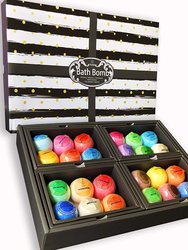 24 Pc Bath Bombs Gift Set by Purelis. With 4 Extra Gift Boxes. Natural, with Essential Oils