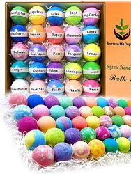 50 Bath Bombs Gift Set. Organic & Natural. Individually Wrapped. Shea Butter, Sulfate Free, Moisturizing