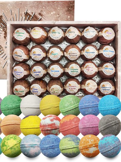 Purelis Bath Bombs 24 Pack. Natural Moisturizing Refreshing Ingredients Essential Oil Bath Bombs Gift Gift Set. product