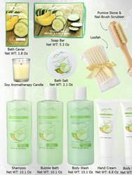 Cucumber Melon Bath and Body Spa Gift Basket for Women and Men