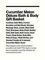 Cucumber Melon Bath and Body Spa Gift Basket for Women and Men