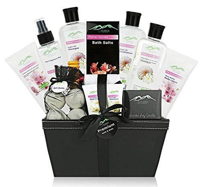 Floral Caress Large Bath Body Gift Basket - Ultimate Large Spa Basket