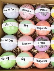 Gift Set of 24 Nurture Me Organic Bath Bombs, Large 3.5 oz Bath Fizzies All Natural with Organic Shea & Cocoa Butter