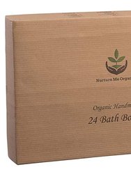 Gift Set of 24 Nurture Me Organic Bath Bombs, Large 3.5 oz Bath Fizzies All Natural with Organic Shea & Cocoa Butter