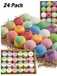 Gift Set of 24 Nurture Me Organic Bath Bombs, Large 3.5 oz Bath Fizzies All Natural with Organic Shea & Cocoa Butter