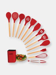 Kitchen Silicone Cooking Utensil Set - Red
