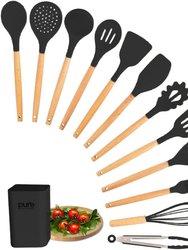 Kitchen Silicone Cooking Utensil Set - Black