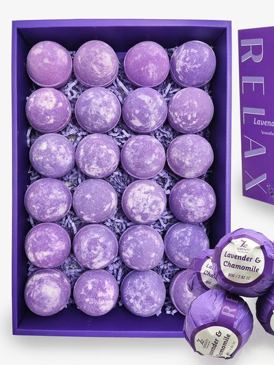 Purelis Zen's 24-Piece Lavender & Chamomile Bath Bombs: Handmade, Natural & Organic For A Relaxing Bath Experience Lavender Essential Oil product