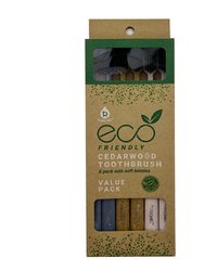 100% Eco-Friendly Cedarwood Toothbrushes - 6 Pack