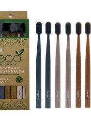 100% Eco-Friendly Cedarwood Toothbrushes - 6 Pack