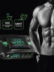12 Pack Of Flushable Man Wipes - 1200 Mint Scented Wipes