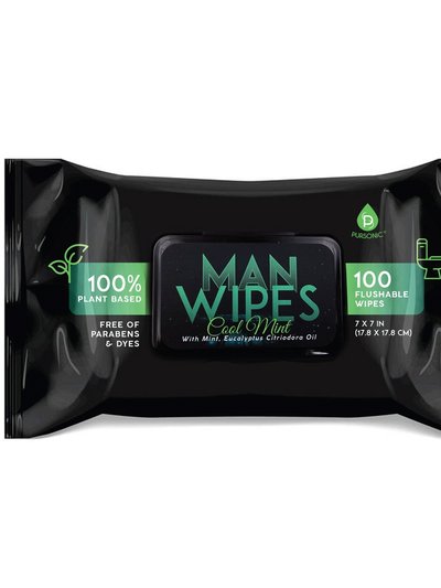 PURSONIC 12 Pack Of Flushable Man Wipes - 1200 Mint Scented Wipes product