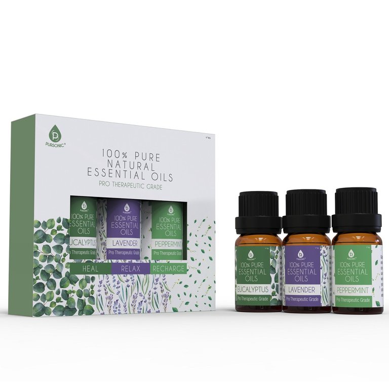 3 pack of 100% Pure Essential Oils (Eucalyptus, Lavender & Peppermint)