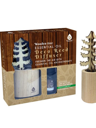 PURSONIC 3D Wooden Standard Tree Reed Diffuser with Peppermint Essential Oil product
