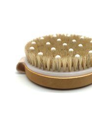 Bath Brush And Rubber Massager With Lotus Wooden Handle