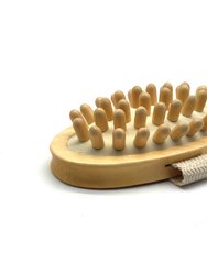 Boar Bristle Bath Brush & Rubber Massager With Lotus Wooden Handle