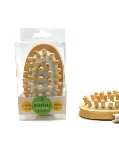 PURSONIC Boar Bristle Bath Brush & Rubber Massager With Lotus Wooden Handle product