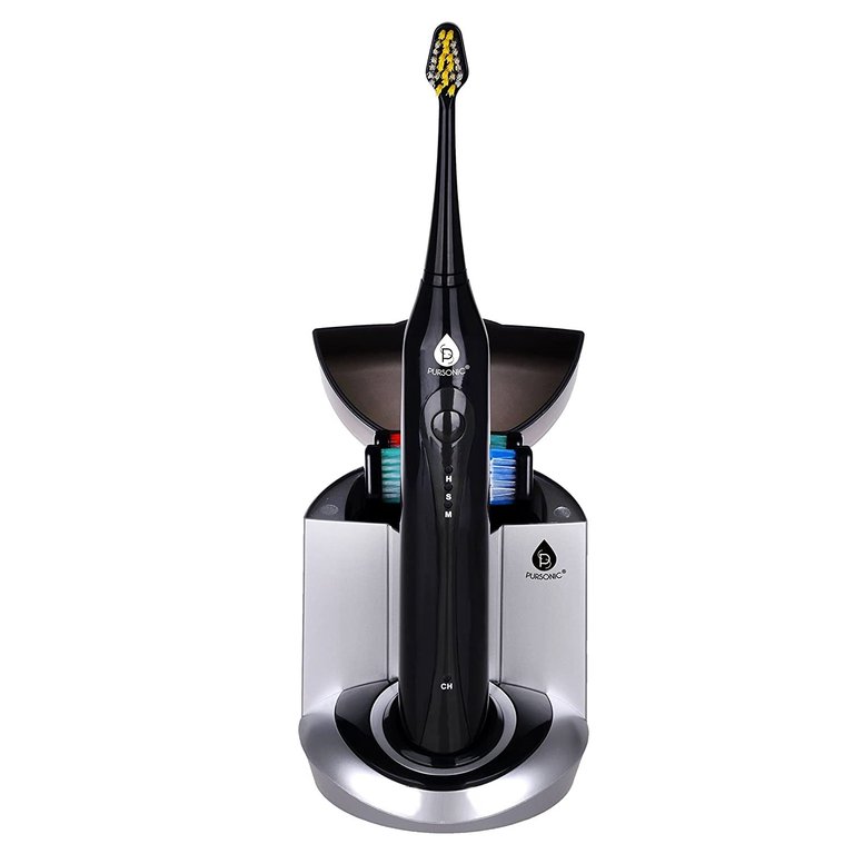 Deluxe Plus Sonic Rechargeable Toothbrush With Built In UV Sanitizer - Black