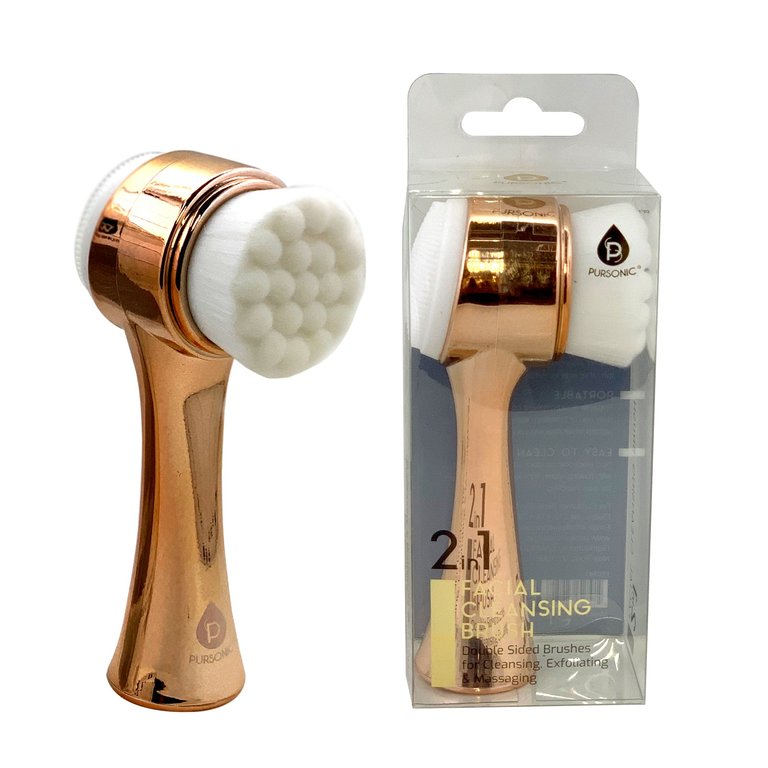 Dual Sided Facial Cleansing Brush - Rose Gold