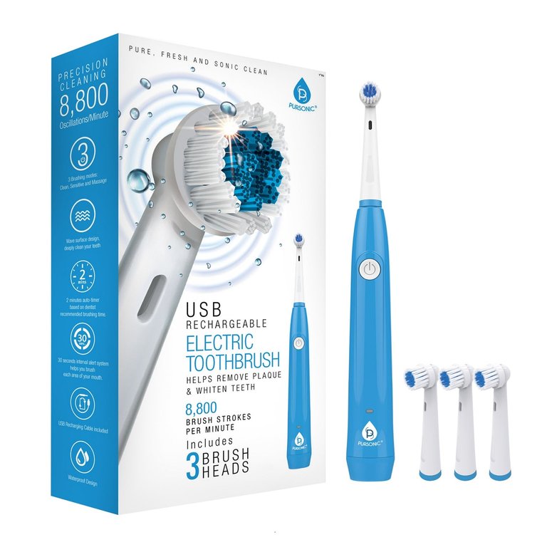 USB Rechargeable Rotary Toothbrush - White