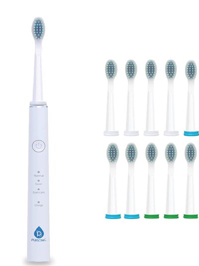 PURSONIC USB Rechargeable Sonic Toothbrush With 12 Brush Heads product
