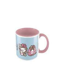 Pusheen Glass Of Milk Contrast Hello Kitty Mug - Pink/White/Blue