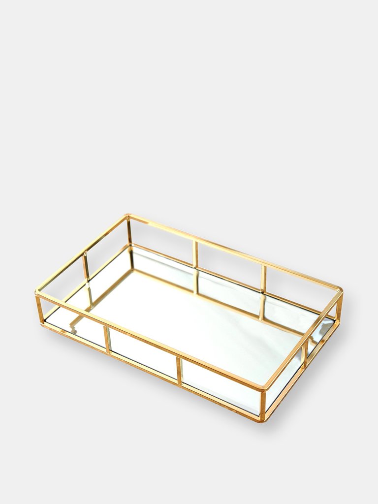 PuTwo Gold Mirror Vanity Tray - Gold