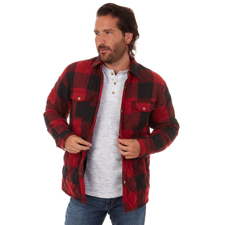 Brody Quilted Flannel Jacket - Dark Red