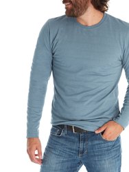 Devin Textured Long Sleeve Tee - Dusty Blue