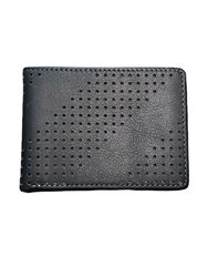 Gus Leather Diagonal Perforated Bifold Wallet - Black